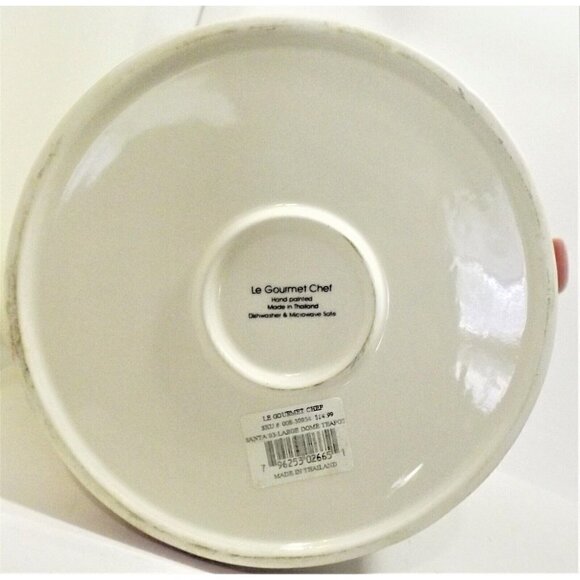 Le Gourmet Chef Santa Large Dome Tea Pot 2003 Red & White Hand Painted - Picture 9 of 10